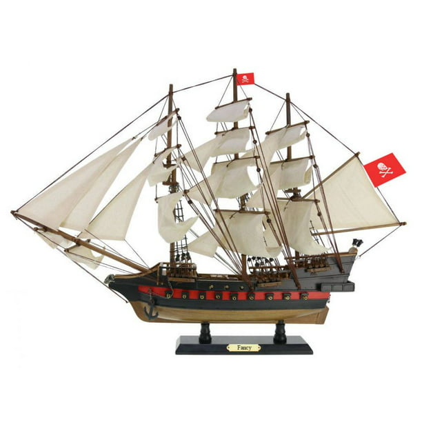 WOODEN SAIL SHIP 9 IN boat WOOD ships decor wind sails pirate decoration boats 
